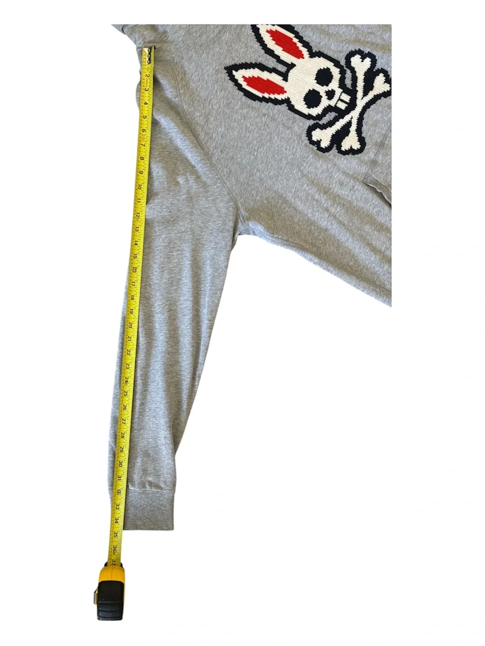 Psycho Bunny Grey Hoodie with Red & Black Bunny Embroidered Logo - Picture 6 of 7